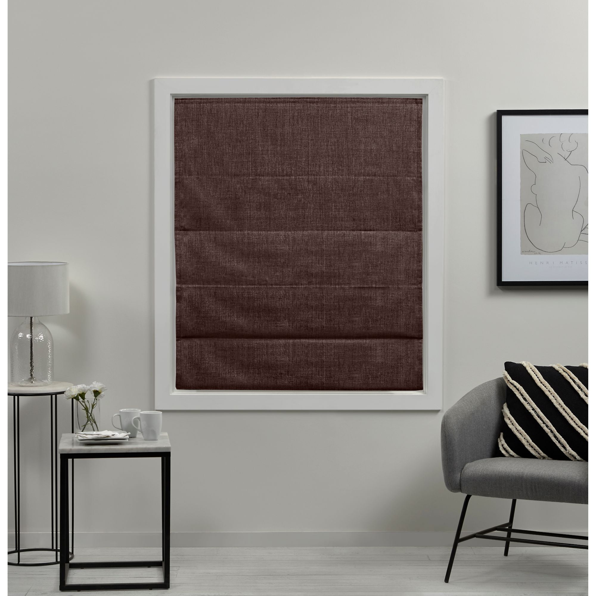 Exclusive Home Acadia 100% Blackout Roman Shade, 23"x64", Chocolate