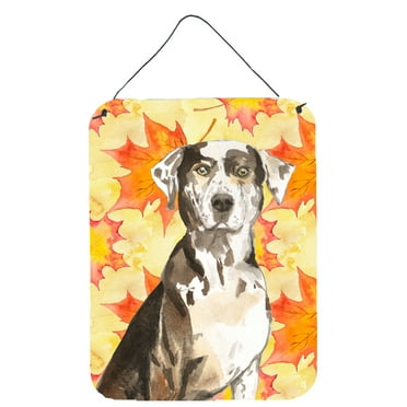 Fall Leaves Catahoula Leopard Dog Wall or Door Hanging Prints