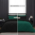 thumbnail image 3 of D.N.G. BEDDINGS 5 Piece Luxury Reversible Diamond Pattern Comforter Set Premium Super Soft, All Season 800 TC, 100% Egyptian Cotton Full/Queen Size Teal Green/Black Solid Color, 3 of 7