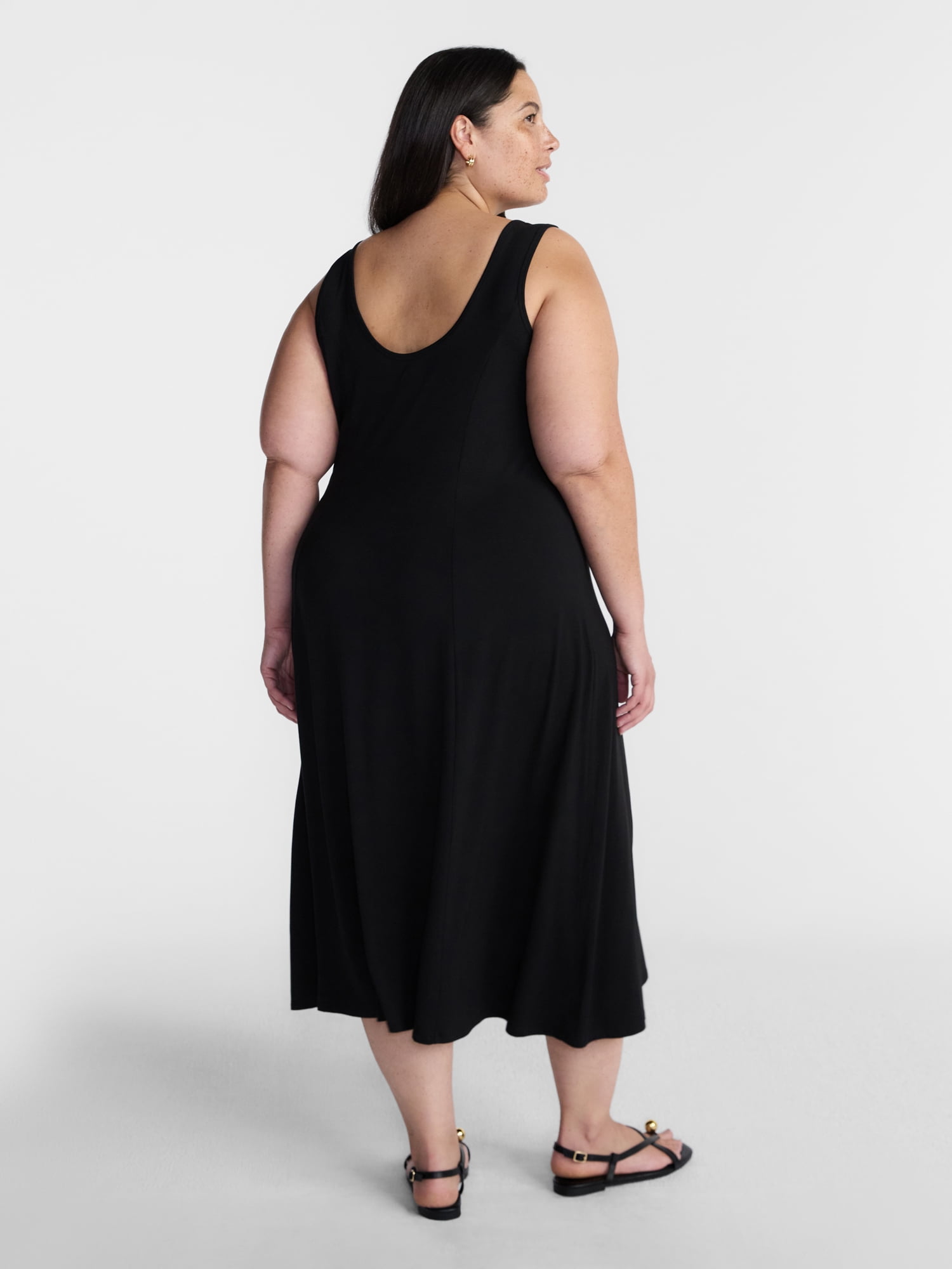 Terra & Sky Women’s Plus Low Scoop Neck Tank Dress, Sizes 0X-5X