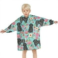 thumbnail image 3 of Bichon Dog Blue Florals Blanket Hoodies for Kids 6-13YR Oversize Wearable Blanket Hoodies for Boys Girls Teens, 3 of 7