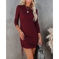thumbnail image 3 of PrettyGuide Women's Short Sweater Dress Long Sleeve Ruched Side Drawstring Casual Rib Knit Bodycon Mini Dresses, 3 of 7