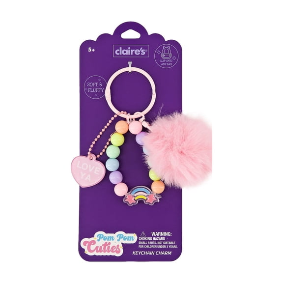 Claire's Bag Charm - Love Ya Pink Pom