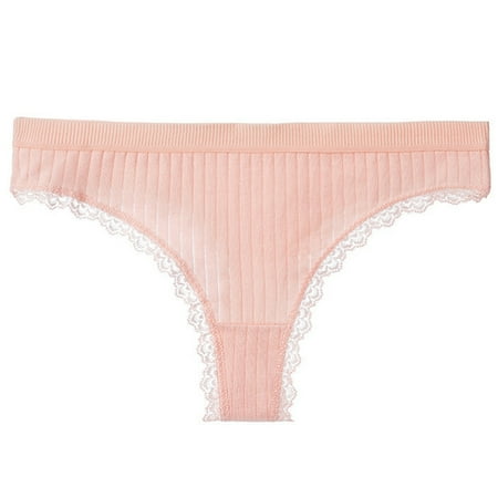 BYHONG Ladies  Lace Panties Low Rise Comfortable Breathable Elasticity Lifting Seamless Thong Women Panties Beige L