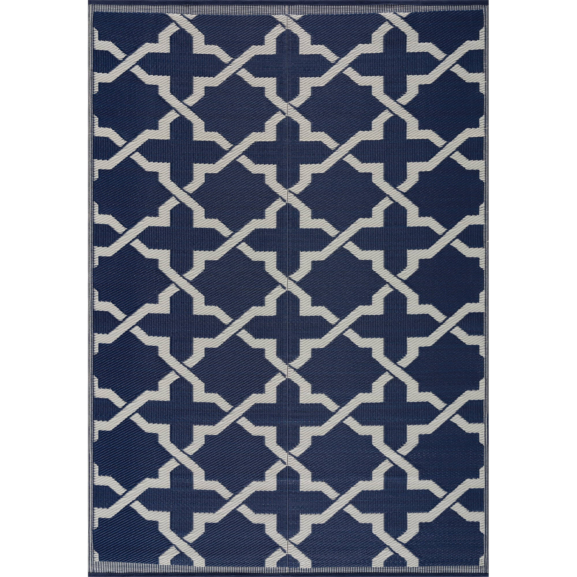 Beverly Rug Indoor Outdoor Reversible Plastic Area Rug 10x13 Blue
