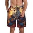 thumbnail image 1 of Balery Maple Leaf Meditating Squirrel Traje de Baño Estilo Hawaiano para Hombre, Shorts de Secado Rápido con Bolsillos-Medium, 1 of 6