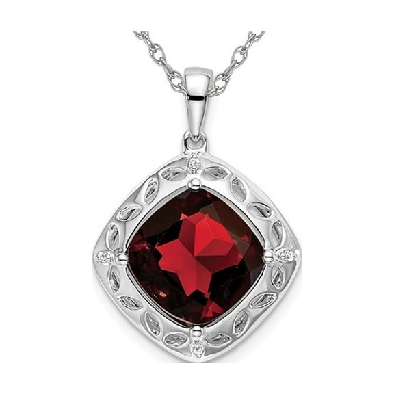 4.25 Carat (Ctw) Large Natural Garnet Dangling Pendant Necklace in Sterling Silver with Chain for Women