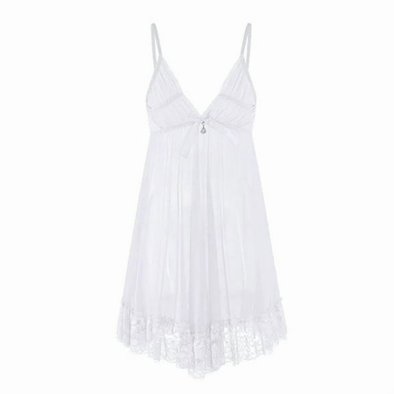 Soft Skin-Friendly Mesh Nightdress with Lace Trim & Adjustable Straps - Comfortable Loungewear Relaxing Camisole Dress
