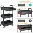 thumbnail image 6 of Utility Cart 3-Tier Rolling Multifunctional Storage Organizer with Drawer, Black, 6 of 9
