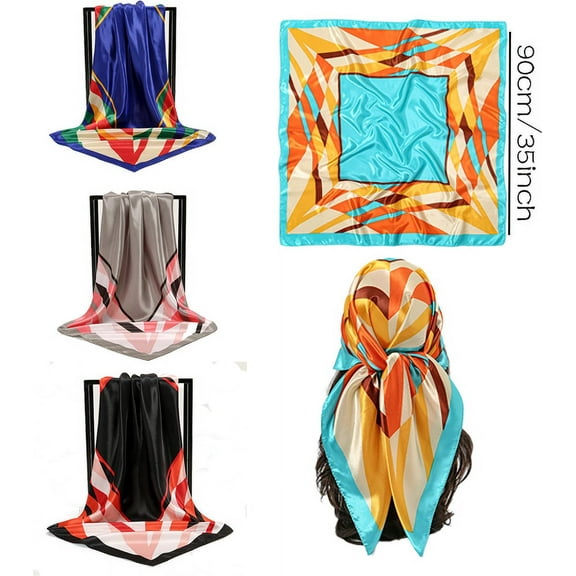Yoyauz 35" Large Square Satin Head Scarf - Silk Hair Scarf Square Hair Bandanas Large Scarf Sleeping Head Wraps for Women
