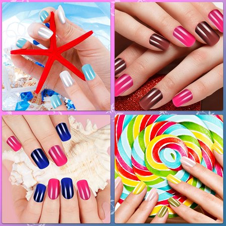 912 Pieces 38 Sets Short Square False Nails Square Artificial Fake Nail Full Cover Coffin Press