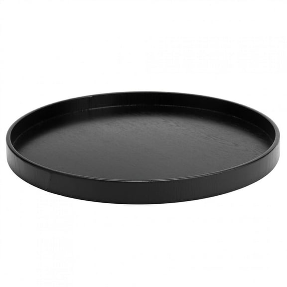 Sophisticated Serving Platter, Round Shape Solid Wood Tray With Non-Slip Surface, Perfect Finish For Home Office Hotel Restaurant, Black (27cm)