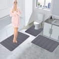 thumbnail image 4 of Clearance!XEOVHV Memory Foam Bath Mat Set, Bathroom Rugs for 3 Pieces, Toilet Mats, Soft Comfortable,Water Absorption, Non-Slip, Thick, Machine Washable, Easier to Dry for Floor Mats,Dark Gray, 4 of 9