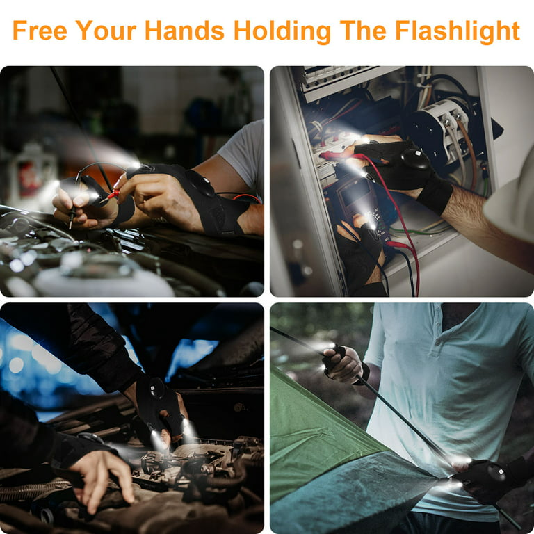 Stocking Stuffers for Men, LED Flashlight Waterproof Gloves, Mens Gifts for  Christmas, Cool Gadgets for Dad Husband Boyfriend, Hands-Free Lights  Fingerless Gloves for Car Repairing, Fishing, Camping 