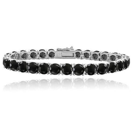 Silver Tone Black Crystal Tennis Bracelet with Swarovski Elements