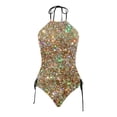 thumbnail image 4 of FhsagQ Ensembles de Maillots de Bain pour Femmes Ensembles de Maillots de Bain Grande Taille Maillot de Bain Tankini 2 Pcs Maillot de Bain Normal Dos Nu 2 Pcs Imprimé Réglable Couleur Imprimée Bretelles Rembourrées Tenues de Vacances Plage Or L, 4 of 4