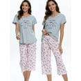 thumbnail image 2 of Ensembles de Pyjama pour Femmes, Hauts de Nuit avec Pantalons Capri, 2 of 4