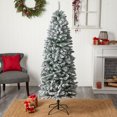 thumbnail image 6 of Nearly Natural 6ft. Slim Flocked Montreal Fir Artificial Christmas Tree, Green, 6 of 6