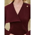 thumbnail image 4 of DARING DIVA Women's Elegant Pencil Dress Lapel V Neck Long Sleeve Dress 2XL Dark Red, 4 of 7