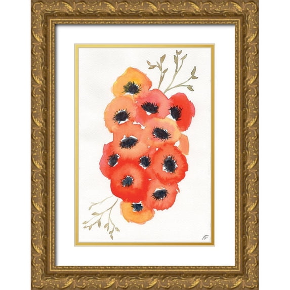 Lee, Judson 11x14 Gold Ornate Wood Framed with Double Matting Museum Art Print Titled - Vivid Anemones I