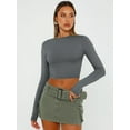 thumbnail image 6 of Women's Long Sleeve Shirts Slim Fit Crewneck Crop Tops Basic Fall Going Out Tops, 6 of 6