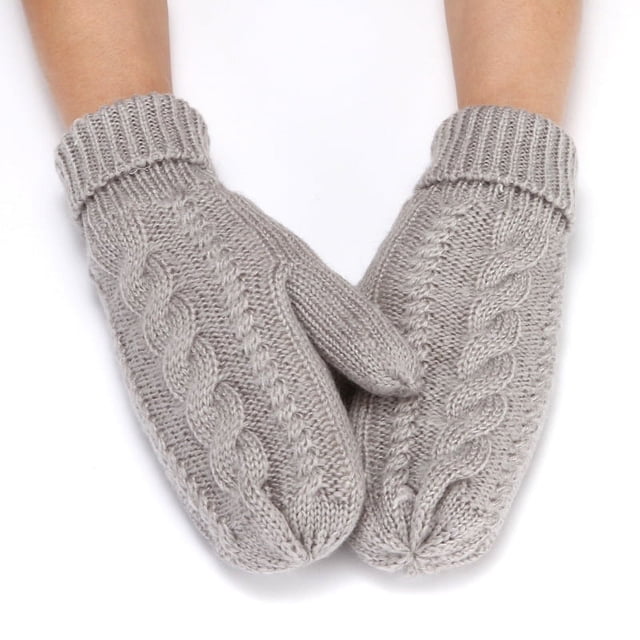 Guantes de punto para mujer, estilo invernal, cálidos, de terciopelo grueso, resistentes al frío, de color sólido, para montar a caballo y para hombre