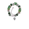 thumbnail image 2 of Silvertone Flowers Spinner Green Christmas Bead Bracelet, 2 of 4