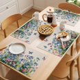 thumbnail image 5 of Blue Spring Floral Placemats Set of 4 Pink Flowers Butterfly Rustic Place Mats Indoor Wipeable Table Mats Washable Cloth Dining Table Placemats for Kitchen Holiday Party Home Decor 13x19 Inch, 5 of 9