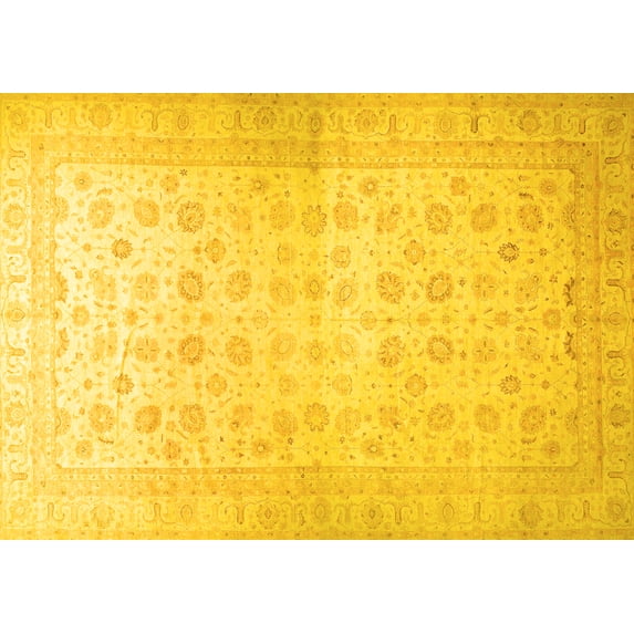 Ahgly Company Indoor Rectangle Oriental Yellow Traditional Area Rugs, 7' x 10'