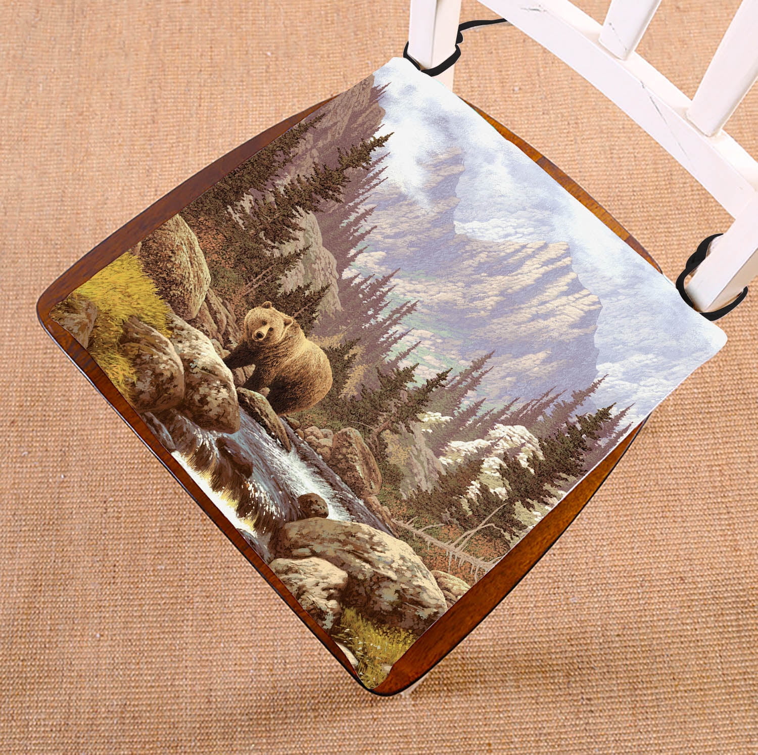 YKCG Home Decor Grizzly Bear in the Rocky Mountains Seat Cushion Chair