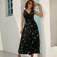 thumbnail image 5 of Space Stuff Planets Satellite Stars Dress Fashion Boho Beach Long Dresses Female Party Printed Maxi Dress, 5 of 9