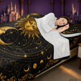 thumbnail image 4 of Homewish Black and Gold Queen Sheets, Sun Moon Stars Queen Sheet Sets, 4pcs, 1 Flat Sheet, 1 Fitted Sheet and 2 Pillowcases, 4 of 6