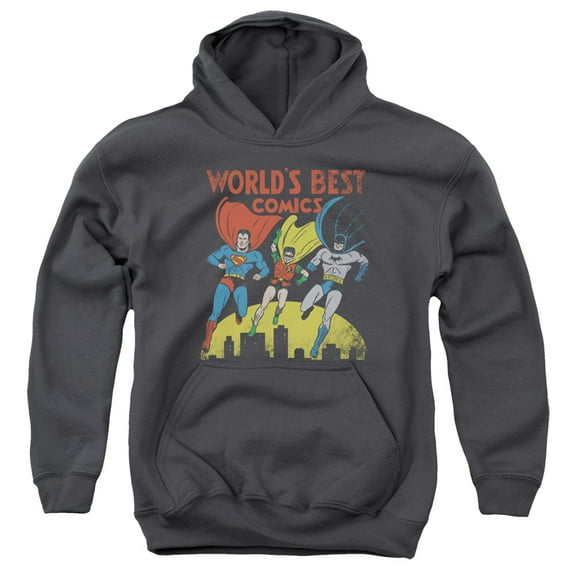 Jla - Worlds Best - Youth Hooded Sweatshirt - Medium