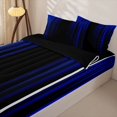 thumbnail image 3 of Erosebridal Shiny Curtain Pattern Zipper Queen Comforter Set with Fitted Sheet and 2 Pillowcases,Vertical Texture Print Zipper Bedding Set,Blue Black,Black Reversible, 3 of 6