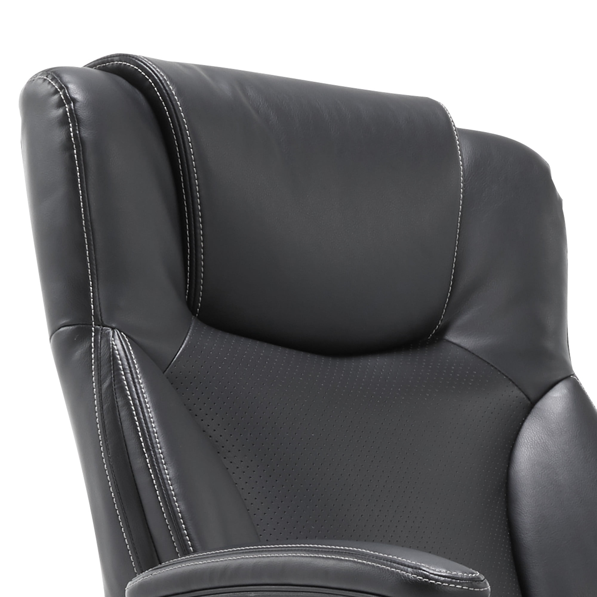 Serta Connor Executive Office Chair, Ergonomic Computer Chair with Layered Body Pillows, Contoured Lumbar, Adjustable Seat Height, Bonded Leather, Black
