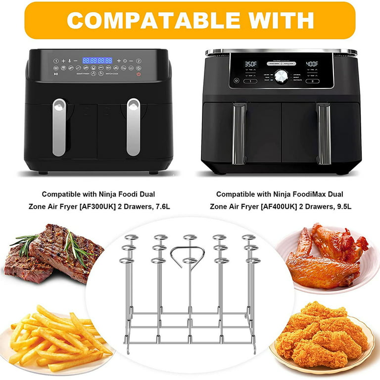 Sunfry Dual Air Fryer Accessories, 10pcs Double Basket Air Fryer Accessory Stainless Steel Air Fryer Rack + Silicone Air Fryer Pot for Ninja Foodi