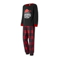 thumbnail image 3 of Pijamas para padres e hijos con estampado de letras, gorro navideño, camisetas de manga larga con cuello redondo y pantalones a cuadros, pelele para bebé, ropa familiar., 3 of 7