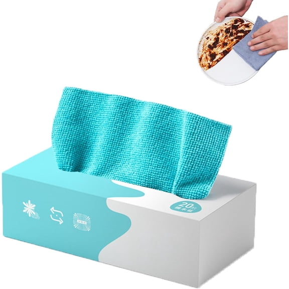 20-Pack Pull-Out Cleaning Cloths, Microfiber Cleaning Cloth, Reusable Clean Rags, Ultra Absorbent, Lint Free, Streak Free Towels, Soft Absorbent Cloths(Blue)