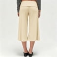 thumbnail image 4 of Women's Loose Soft Wide Leg Pants for Women with Elastic Waist, Stretchy Flowy Fit, Casual Lounge and Yoga, Dressy Business or Beach, Womens Cropped Trousers | UKHCCC,Beige L, 4 of 8