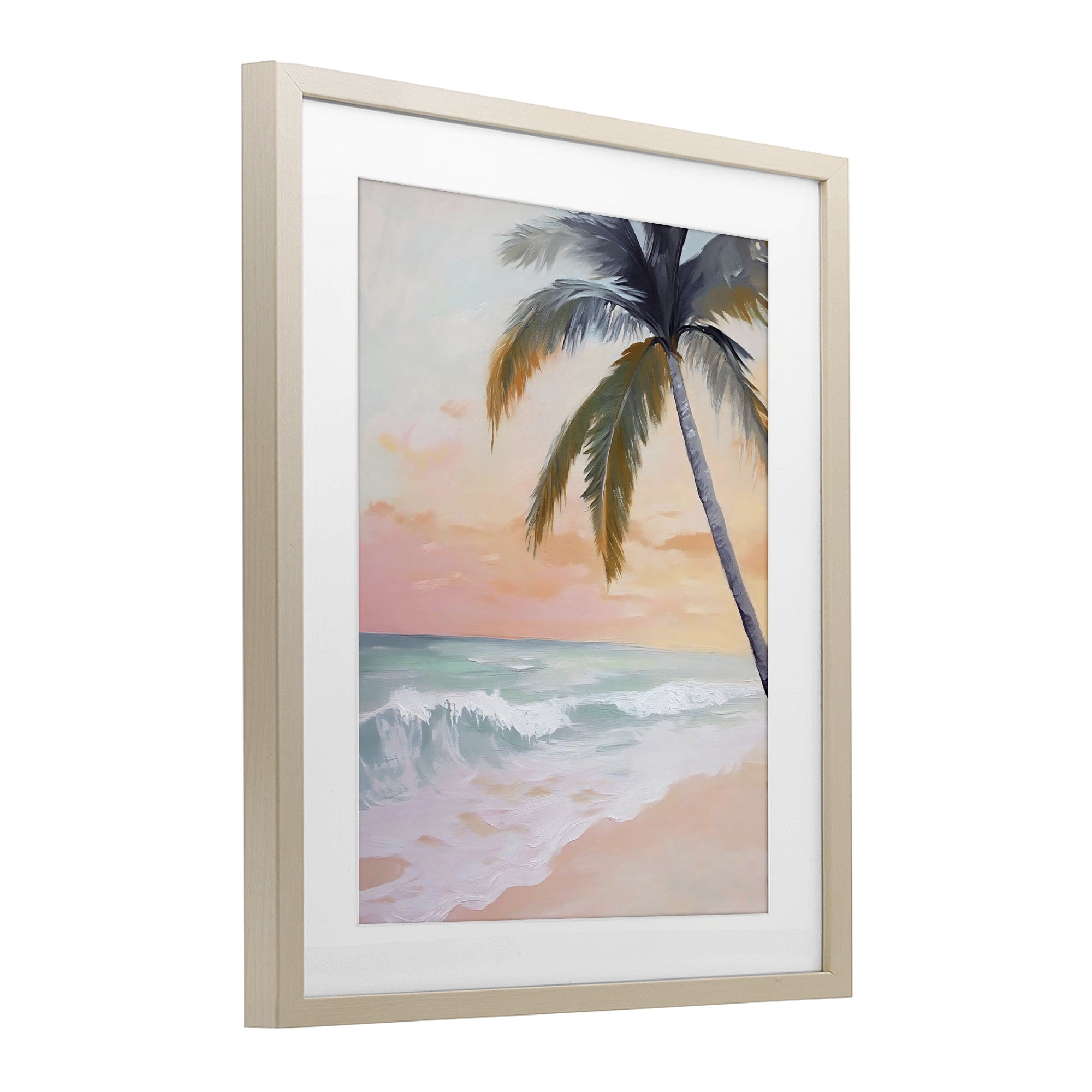 Stupell Industries Tranquil Sunset & Beach Palm Birch Framed Print Under Glass, design by Creative Studio
