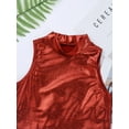 thumbnail image 5 of YONGHS Kids Girls Shiny Metallic Ballet Jazz Hip Hop Street Modern Dance Crop Top with Pleated Skirt Red 10, 5 of 7