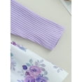 thumbnail image 6 of Infant Girl Rompers Dress Long Sleeve Rib Knit Floral Print Skirt Hem Jumpsuits with Headband, 6 of 7