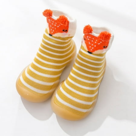 

Toddler Slipper Socks Non-Skid Baby First Walking Shoes Indoor Warm Knit Soft Sole Rubber Cotton Socks Shoes Birthday Gifts for Boys Girls 18-24 Months