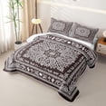 thumbnail image 3 of jejeloiu Boho Paisley Bed Spread Queen For Men Women,Vintage Floral Print Queen Coverlet Set,Brown White,3pcs, 3 of 7