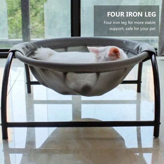 EXHUMKY Grey Pet Bed with Breathable Mesh Fabric and Iron Legs, Comfortable and Stable for Cats and Dogs