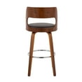 thumbnail image 5 of Cecina Mid-Century Modern Barstool With Swivel In Walnut And Brown Faux Leather - Set Of 2, 5 of 8