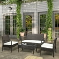 thumbnail image 2 of 4pcs Patio Furniture Set, Outdoor Rattan Conversation Sofa Set with Table, Porch Deck Bistro Table Set with Cushions, All-Weather PE Wicker Furniture, 2 of 10