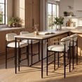 thumbnail image 2 of COLAMY ELEN Set of 2 Modern Counter Height Bar Stools with Arms and Back, 25.5" Upholstered Kitchen Island Chairs, Luxury Metal Frame Barstools for Home Bar Dining Room, Beige, 2 of 13