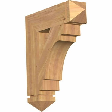 Ekena Millwork 4"W x 28"D x 32"H Merced Arts & Crafts Rough Sawn Bracket, Western Red Cedar