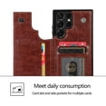 thumbnail image 6 of Case for Samsung Galaxy S22 Ultra (Not S22) with Card Holder, Minimalist Luxury PU Leather Magnetic Closure Kickstand Slim Hard Protective Case Cover for Samsung Galaxy S22 Ultra Brown-, 6 of 18
